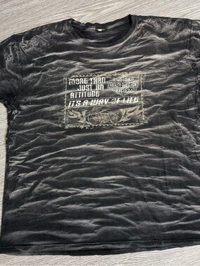 Harley-Davidson Tie Dye Black Gray Graphic Tee Double Sided Sz XXL West Virginia